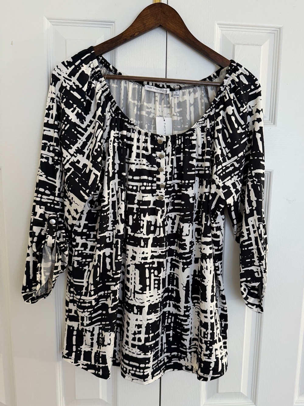 Black & White Abstract Print Scoop Neck Tunic